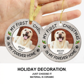 Pet Photo First Christmas - Ornements en céramique personnalisés pour les amoureux des animaux